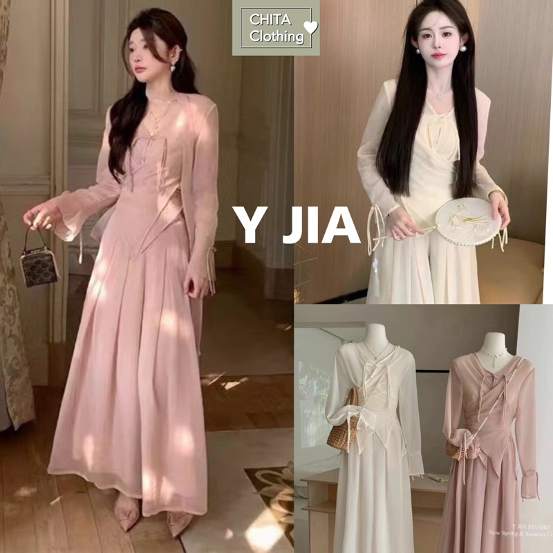 📍พร้อมส่ง📍8918 set 2 pcs ชุดเซทซีทรูงานหรู เนื้อผ้าดีเทลสวย+กางเกง TAG : Y.JIA STUDIO 🇰🇷