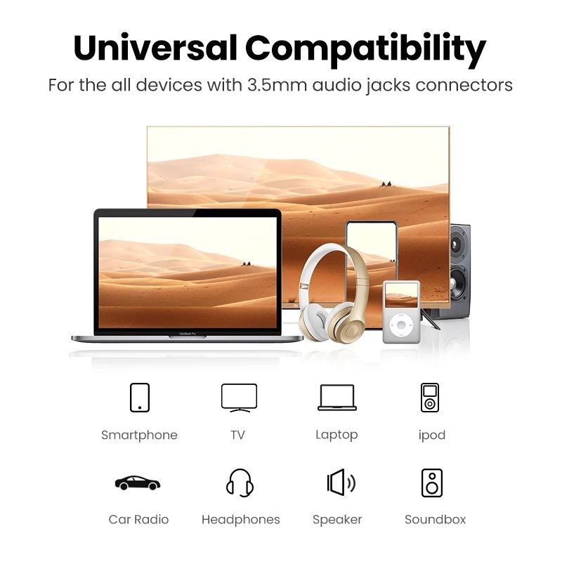 Ugreen 3.5mm Male to Male Stereo Audio 3.5 to 3.5 AUX Cable trs to trs - รูปที่ 3