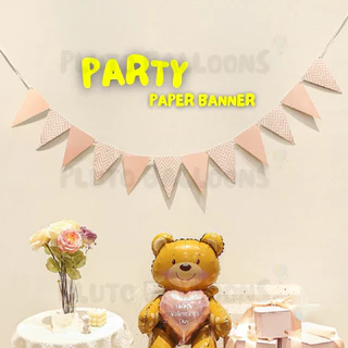 [ร้านไทย] - 🎊 ธงปาร์ตี้ กระดาษแข็งตกแต่ง ธงสามเหลี่ยมวันเกิด 5 สี 🎊