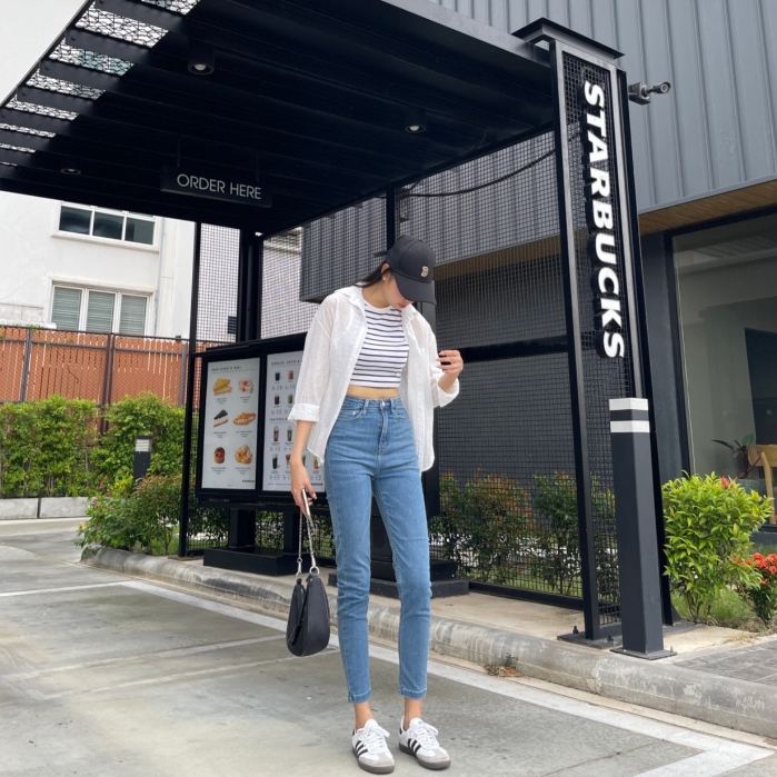 ยีนส์ Nammon Jeans f17 ยีนส์ผ้าญี่ปุ่นไฮพรีเมี่ยม ผ้ายืดฟ้าเรียบไม่ขาด