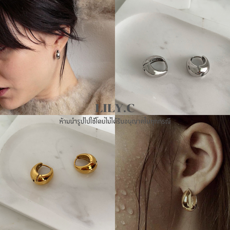✅พร้อมส่ง🔥 LILY.C ต่างหูห่วงสายฝอ ทรงหยดน้ำ Small circle water drop earring