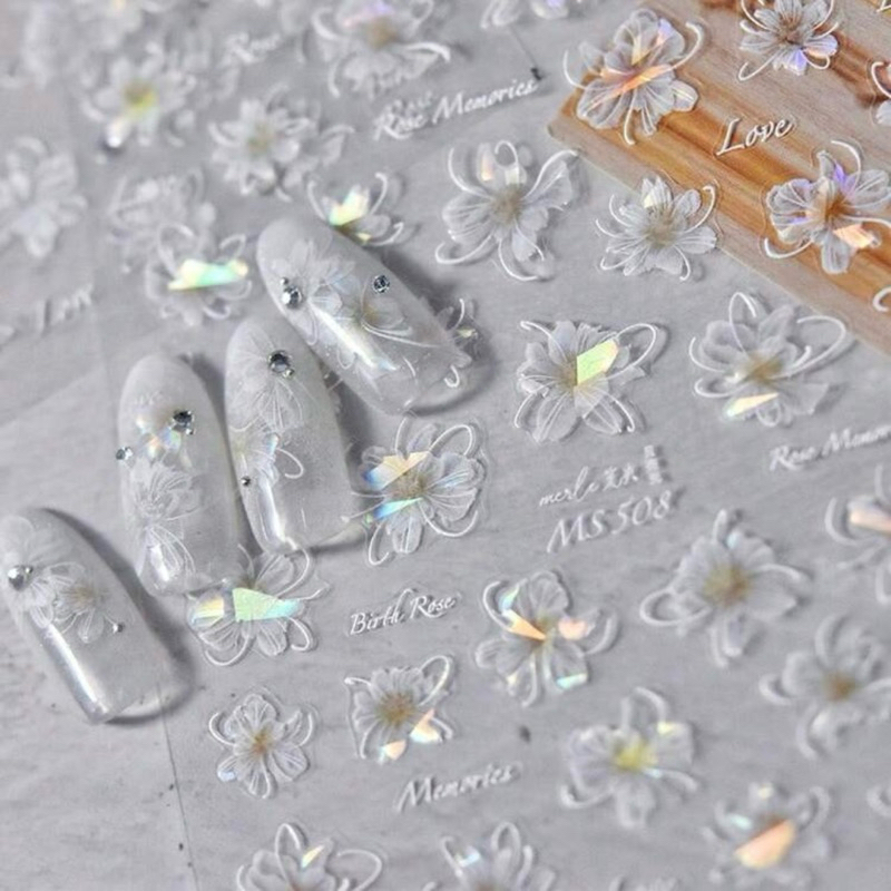 ST.86 ร้านไทย🇹🇭🇹🇭🇹🇭 พร้อมส่ง สติ๊กเกอร์ติดเล็บ ลายดอกไม้ 3 มิติ เหลือบออโรร่า (MS-508) พร้อมส่ง🇹🇭🇹🇭🇹