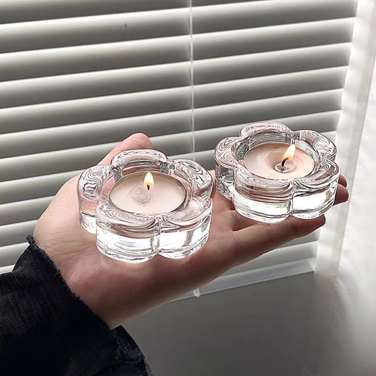 OurHome [พร้อมส่ง]เชิงเทียนแก้ว Glass candlestick holderเชิงเทียนอาหารค่ำใต้แสงเทียนการถ่ายภาพอุปกรณ์ประกอบฉากตกแต่ง