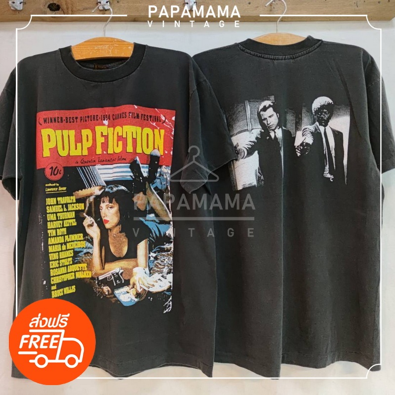 [ PULP  FICTION ] BIO Washed Movie's Promo Tee shirt เสื้อหนัง เสื้อวินเทจ เสื้อตำนาน papamama vintage shirt