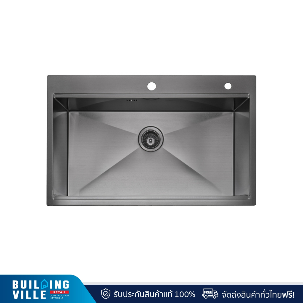 MEX อ่างล้างจาน 1 หลุม สี GM ขนาด 82 ซม. พร้อมอุปกรณ์เสริม รุ่น ST821GM