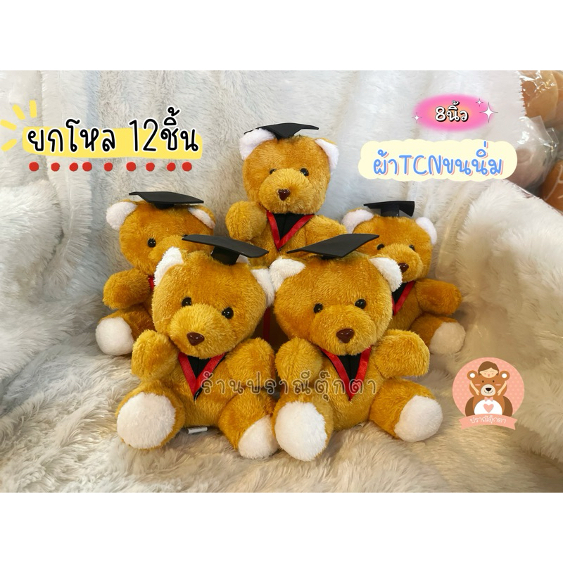 ตุ๊กตาหมีปริญญา ยกโหล12ตัว หมีจัดช่อ มีหลายรุ่น มี4สีให้เลือก ผ้าขนหนู และผ้าขนนิ่ม ขนาด 8-13นิ้ว ราคา ถูกที่สุด ดีลบีเคเค แกลเลอรีภาพที่ 7
