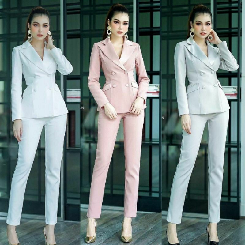(S-XL)  CATWALK 📣พร้อมส่งเซทสูท BLZERแต่งคอปกเลื่อม+กางเกงขายาวทรงสวยผ้าเกรดเองานเเกรดไฮเอนเรียบหรูดูเท่ห์