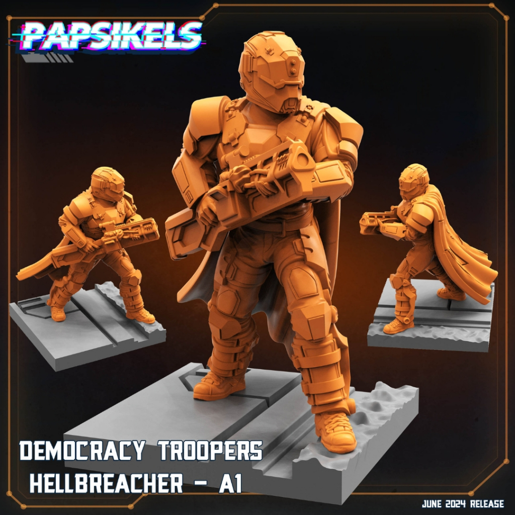 Hellbreacher A1 - Democracy Troopers - Humanoid Human  / 32mm scale 3D printed miniature PSK