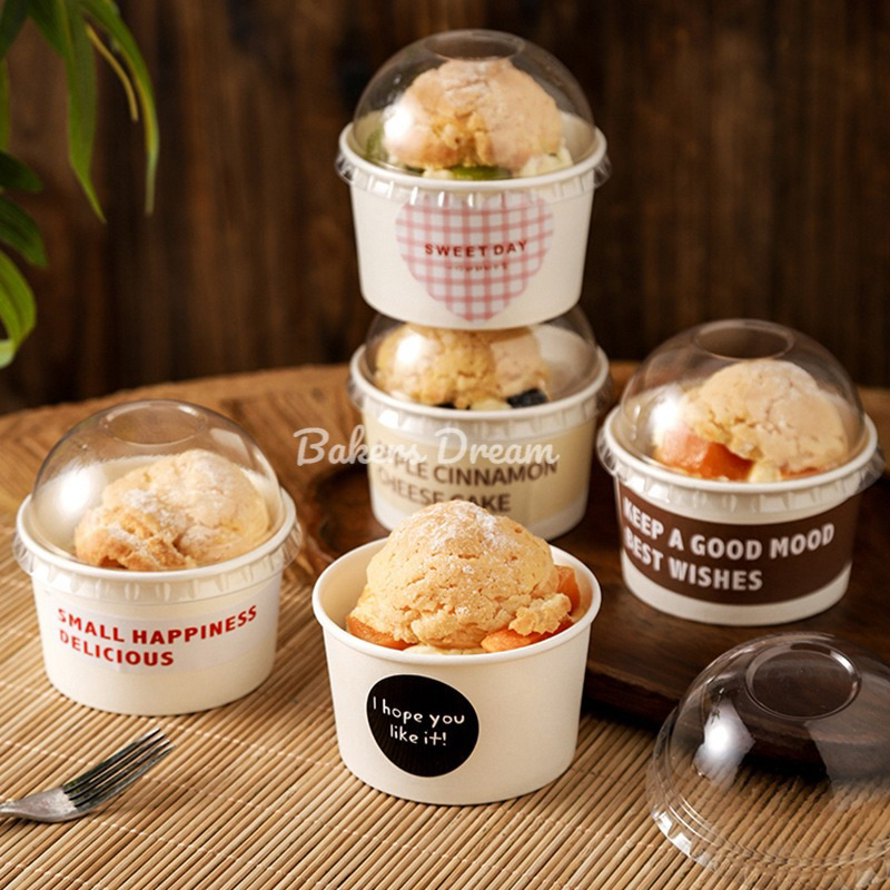ถ้วยกระดาษอบขนม พร้อมฝาปิดทรงโดม แพคละ 10 ชุด