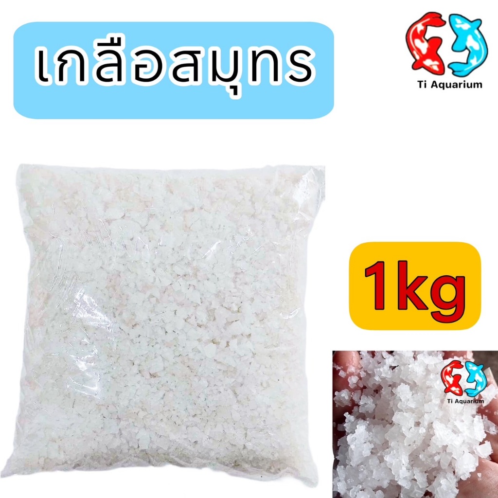 เกลือสมุทร 1kgเกลือเลี้ยงปลา เกลือทะเล เกลือเม็ด เกลือขัดผิว เกลือสปา แช่เท้า  ดองผัก