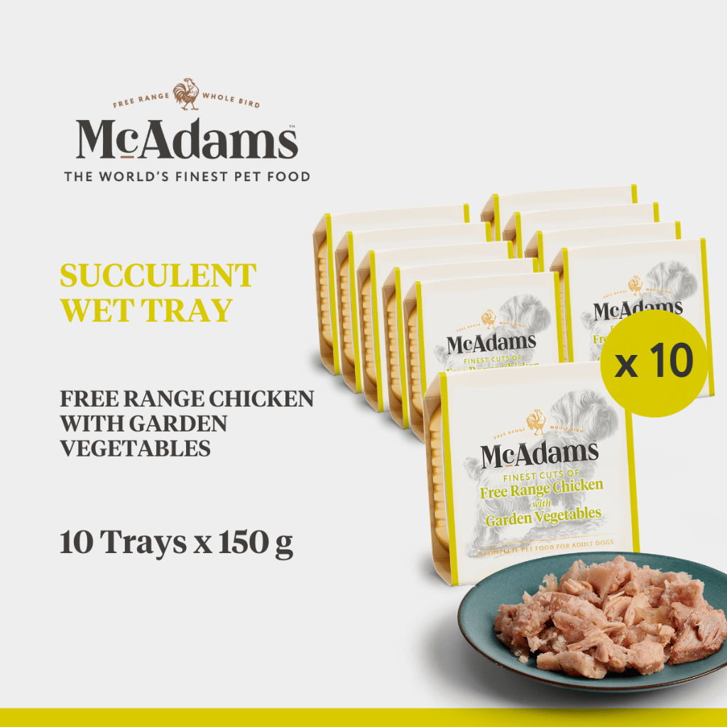 [10 Trays] McAdams Wet Trays Free Range Chicken Garden Vegetable 150 g อาหารเปียกสุนัข สูตรไก่และผัก