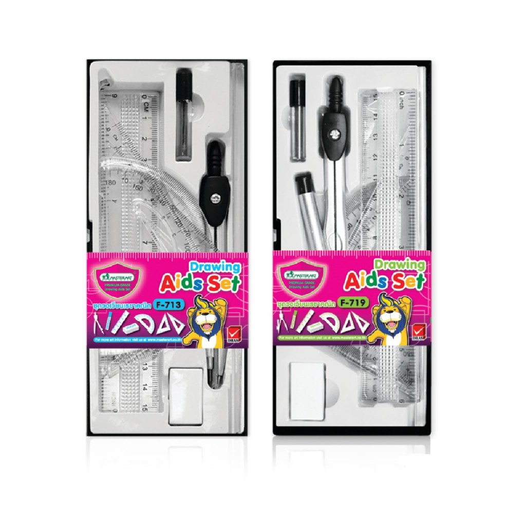 Master Art (มาสเตอร์อาร์ต) ชุดวงเวียน เรขาคณิต No.F-713 / No.F-719 ครึ่งวงกลม วงเวียน ( 1 ชุด )