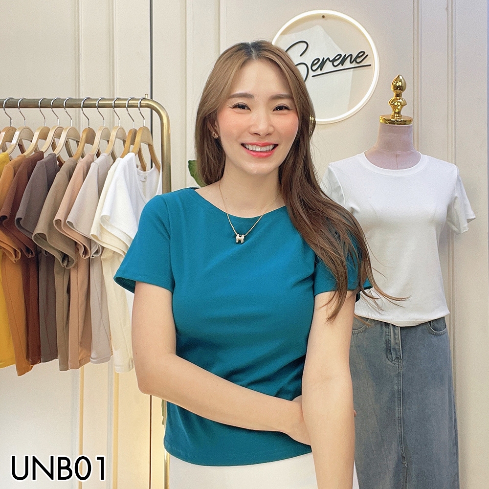 Serene's Choice เสื้อแขนสั้น คอปาด หน้าผ้า 30 นิ้ว ผ้าคอตตอนญี่ปุ่น เสื้อยืด Short Sleeve 30" Boat Neck Cotton Shirt