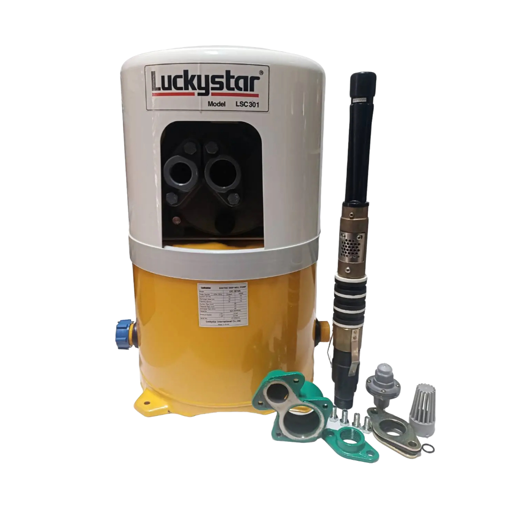 ปั้มนํ้าอัตโนมัติ บ่อบาดาล Luckystar รุ่น LSC-300 AN/เจ็ทคู่, LSC-301 AN/เจ็ทเดี่ยว [เปิดก๊อกนํ้าพร้อมกัน 5-6 ก๊อก] – โปรปัง
