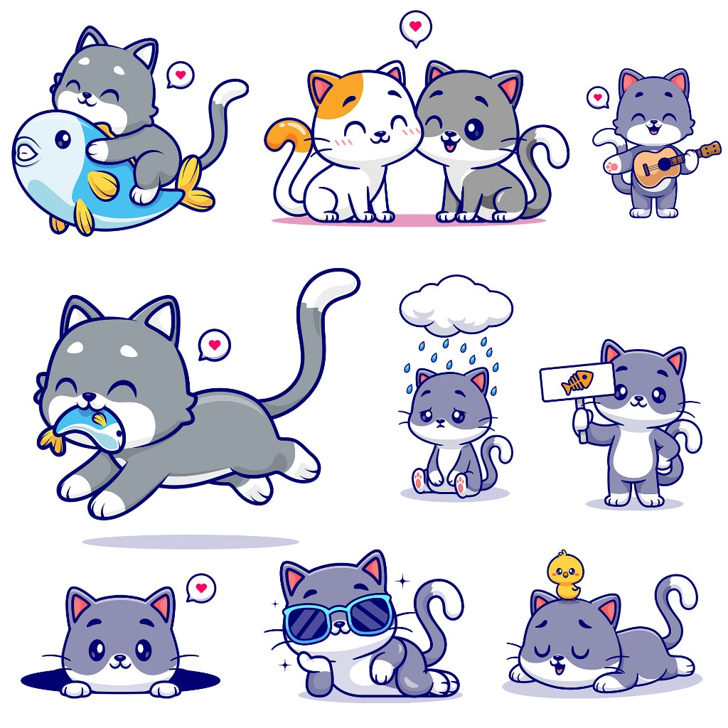 ตัวรีดติดเสื้อ แมวเหมีวสีเทา เซ็ตล่าสุด NEW( FP .02 )  รีดติดง่ายทุกเนื้อผ้า