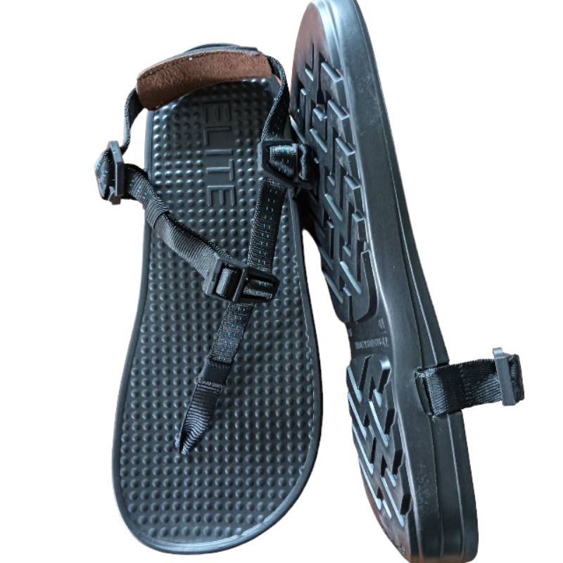 รองเท้าแตะวิ่ง รุ่น challenge แบรนด์ แตะอีลิท Elite Sandals [ สีดำ สายสีดำ ] นุ่มแน่นและsupport ดี มีสารกันลื่น