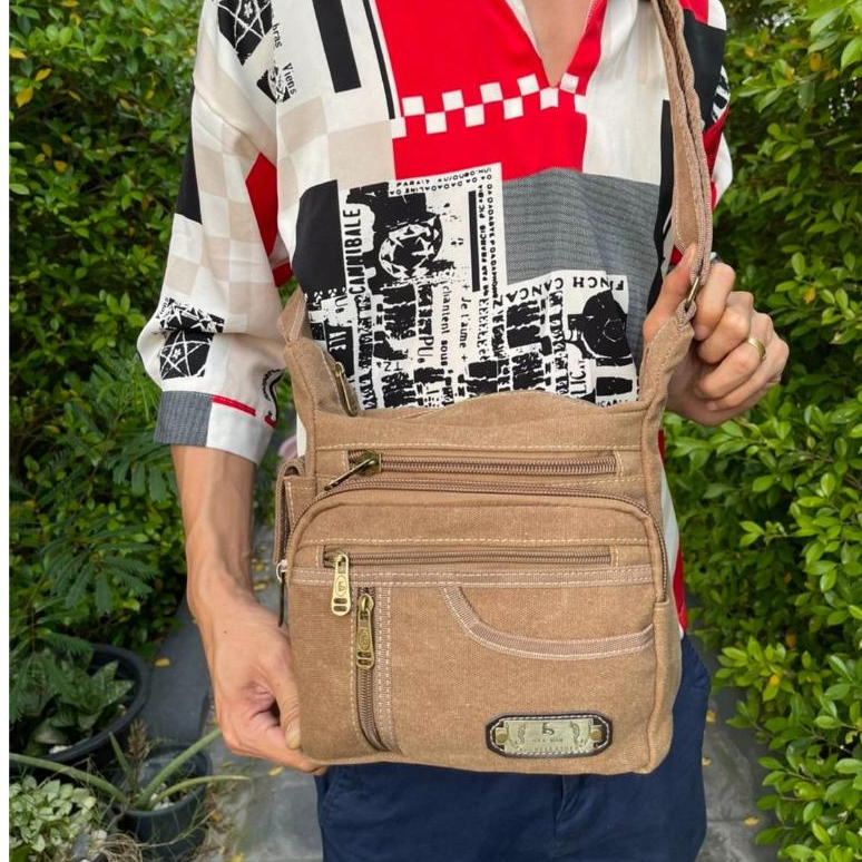 กระเป๋าสะพายผ้าจูลองใบเล็ก สะพายผ้ากระสอบคุณภาพดี