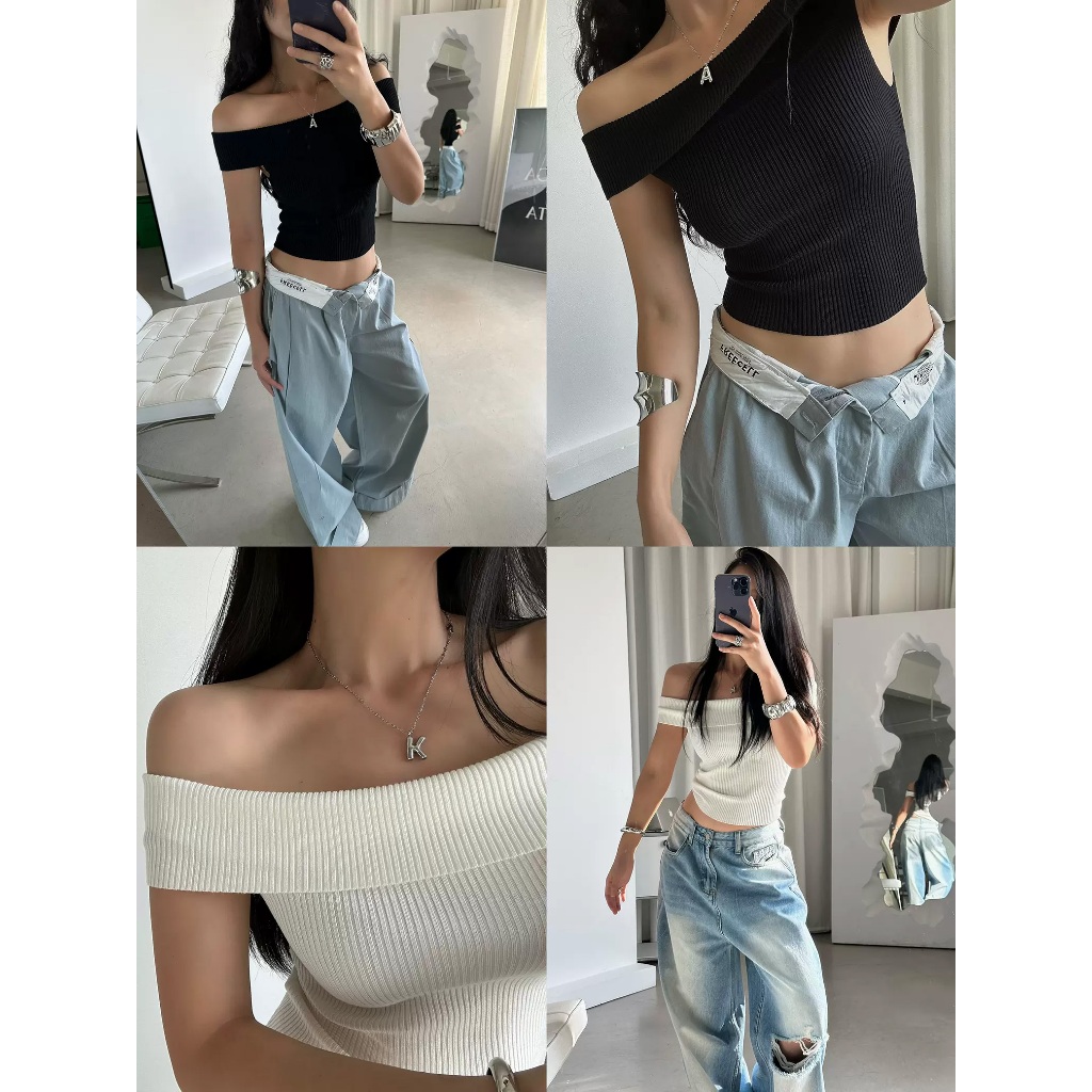 ⚡ Gina Off shoulder crop top⚡ครอปเปิดไหล่ สไตล์ฝรั่ง _Gioia.991  ( #gii491 )