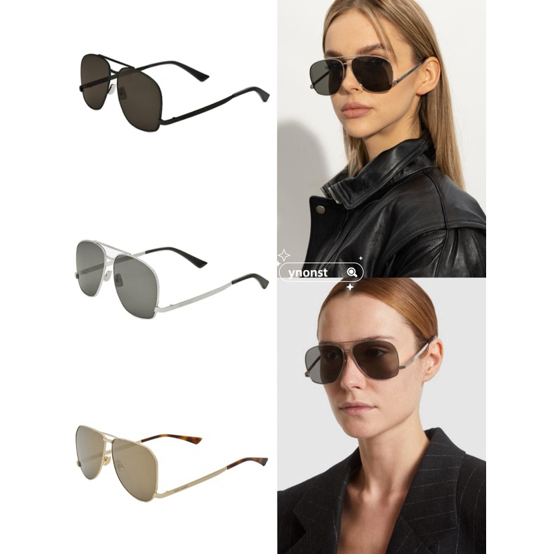 💯  ของแท้ แว่นตากันแดด YSL/Saint Laurent LEON SL653 / F Metal Pilot