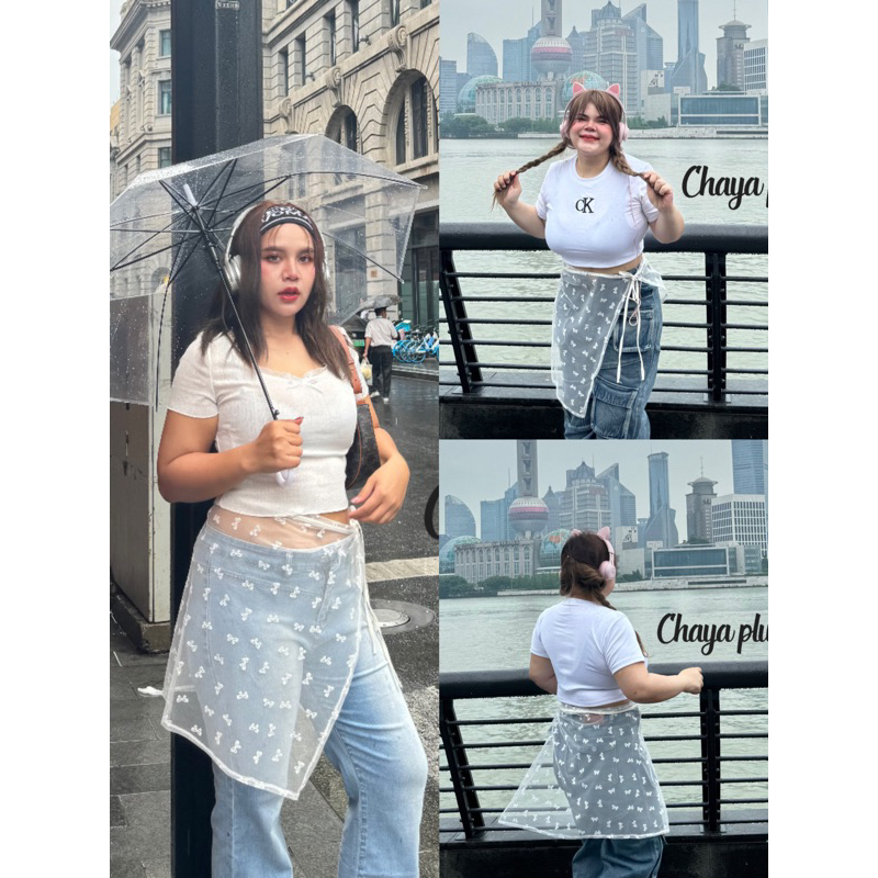 ผ้าผูกเอวพิมพ์ลายโบว์​ เนื้อผ้าชีฟอง สาวอวบ plussize เอว 30-46 นิ้ว งานปัง กำลังฮิต