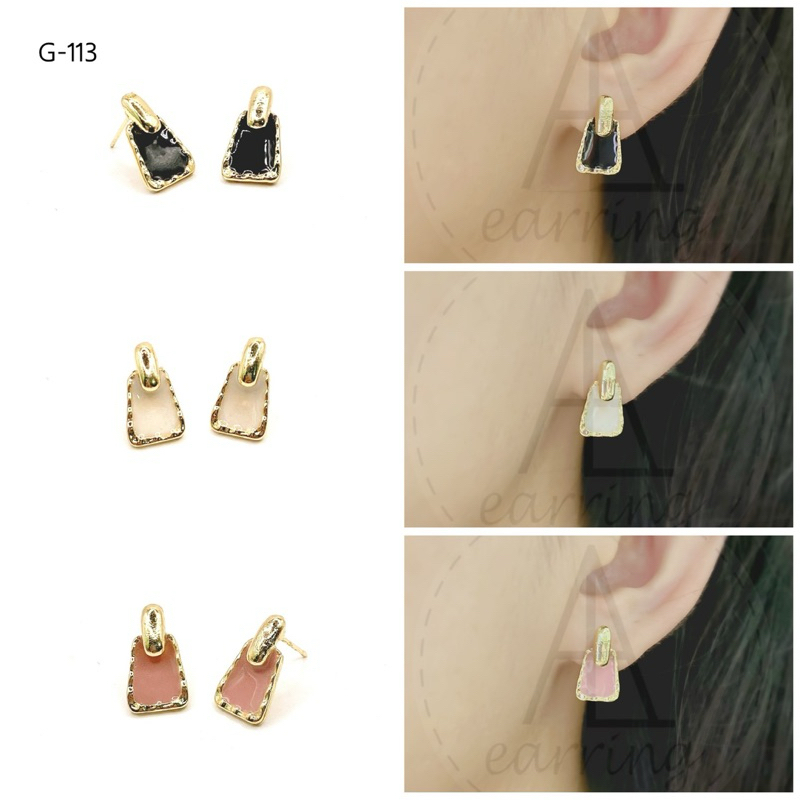 [G04] ต่างหูแฟชั่น ต่างหูเพ้นท์สีลายน่ารักๆ (ราคาต่อ1คู่) พร้อมแป้นแบบโลหะทุกคู่