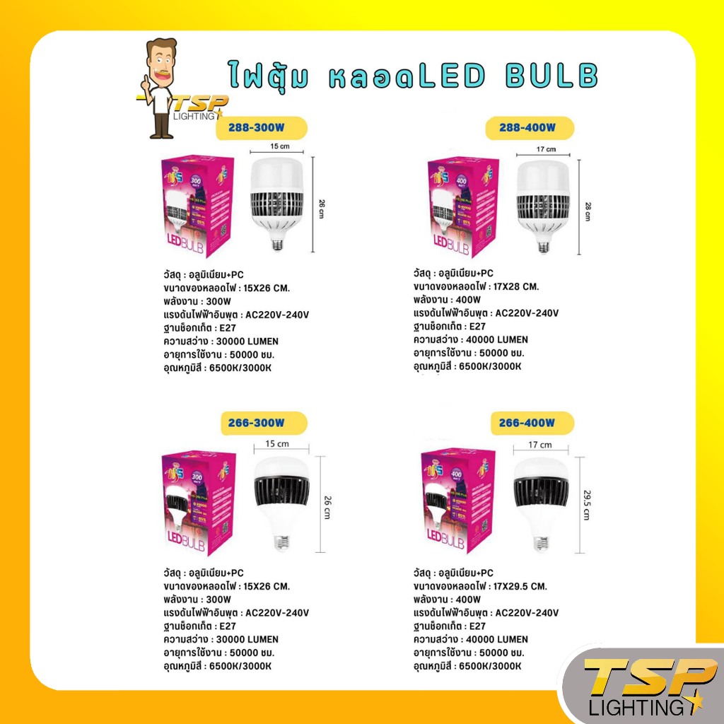 TSP Lighting ไฟตุ้ม หลอด LED BULB