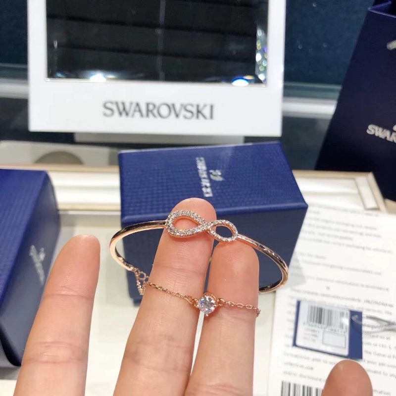 พร้อนส่ง ของแท้สร้อยข้อมือ Swarovskนิรันดร์รักแสงหรูหราโรแมนติกสร้อยข้อมือสองชั้นของขวัญสำหรับผู้หญิง