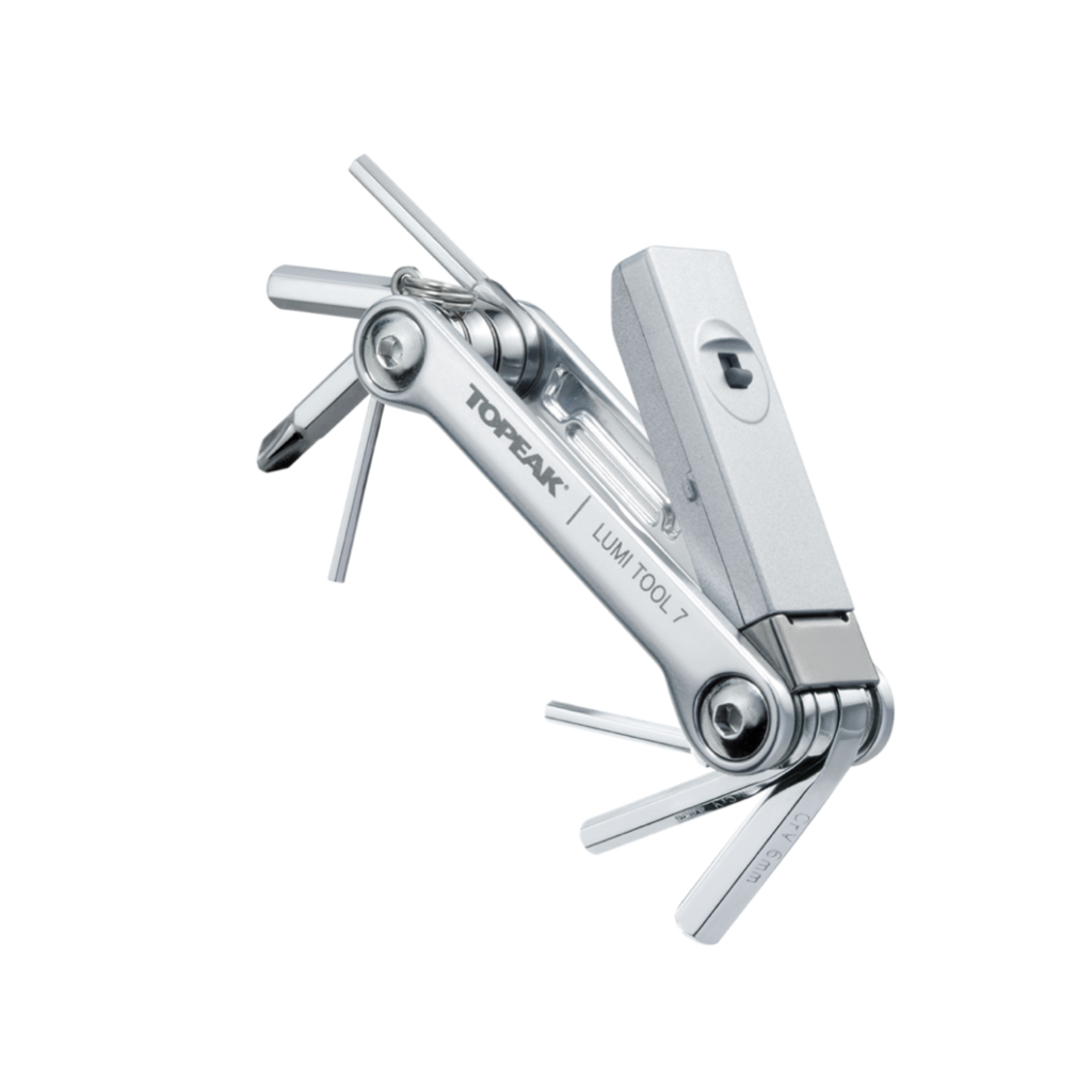 ชุดเครื่องจักรยานพกพา มีไฟฉาย Topeak LumiTool 7 is an Ultra-light, full metal, 7 function compact wrench tool/1