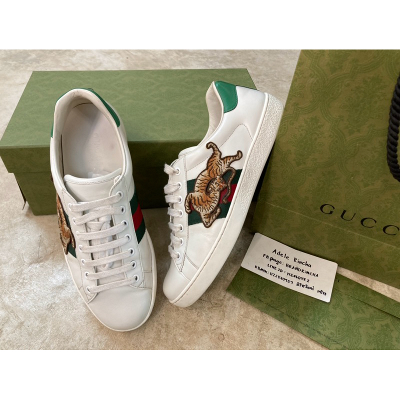 used men’s gucci ace tiger sneakers size.7