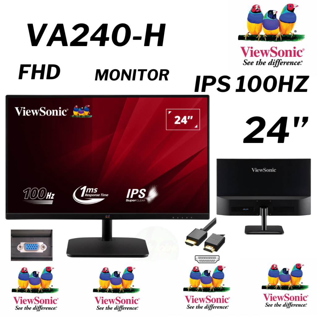 (จอมอนิเตอร์ ) VA240-H 24” Full HD Monitor  IPS/1920x1080 with Fast 1ms Response Time
