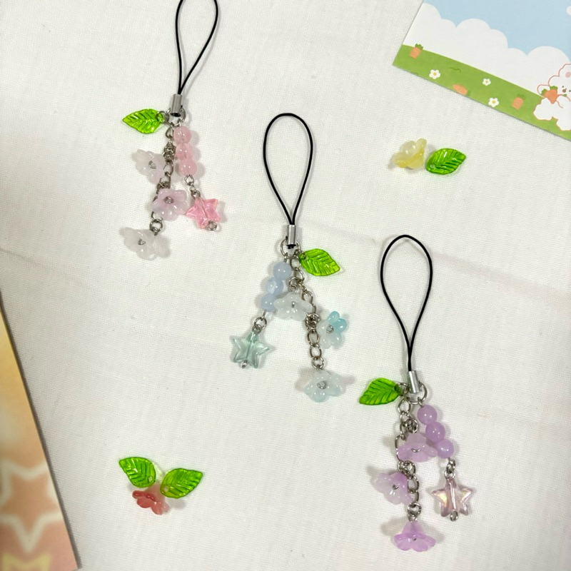 พวงกุญแจสายห้อยมือถือจี้ดอกไม้หลากสี💐 สายคล้องโทรศัพท์ดอกลิลลี่ออฟเดอะวัลเลย์