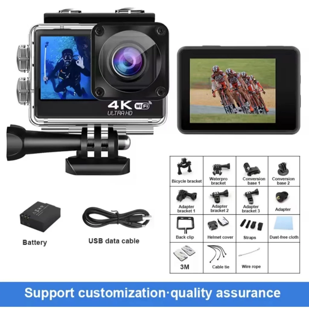 กล้องโกโปร 4K Ultra HD DV กันน้ำ 30 เมตร มุมกว้างติดหมวกและรถ thumbnail 10