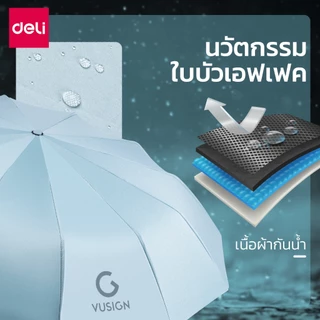 Deli ร่มกันแดดอัตโนมัติ ร่มกันฝน กันยูวี ป้องกันแสงแดดและกันฝนได้ดี น้ำหนักเบา พับเก็บได้ พกพาง่าย Umbrella