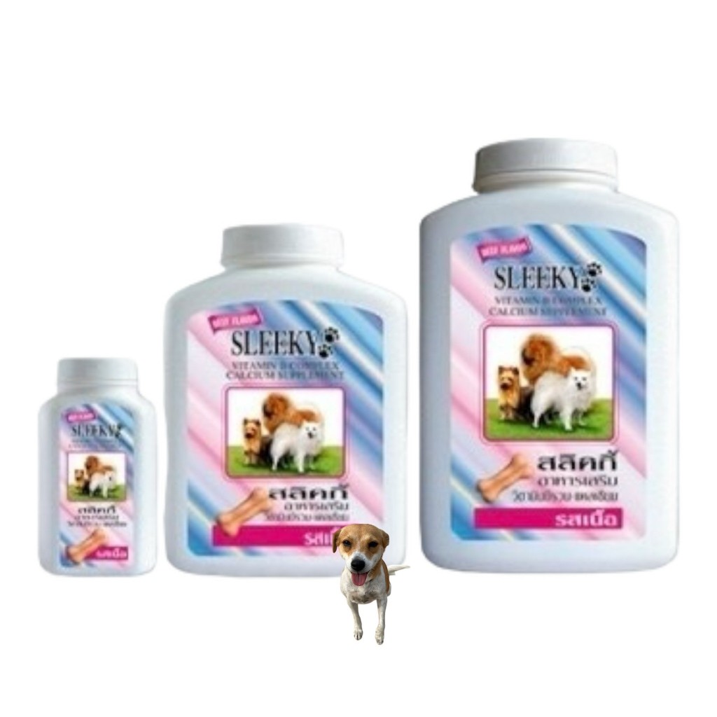 Sleeky Vitamin B Complex & Calcium Dog สลิคกี้ วิตามินบีรวม และแคลเซียม บำรุงร่างกาย สุนัข อาหารเสริม