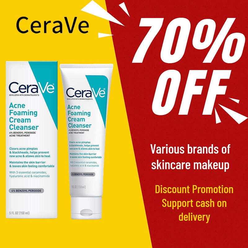 Cerave Acne Foaming Cream Cleanser 4％ Benzoyl Peroxide Acne Treatment 150ml