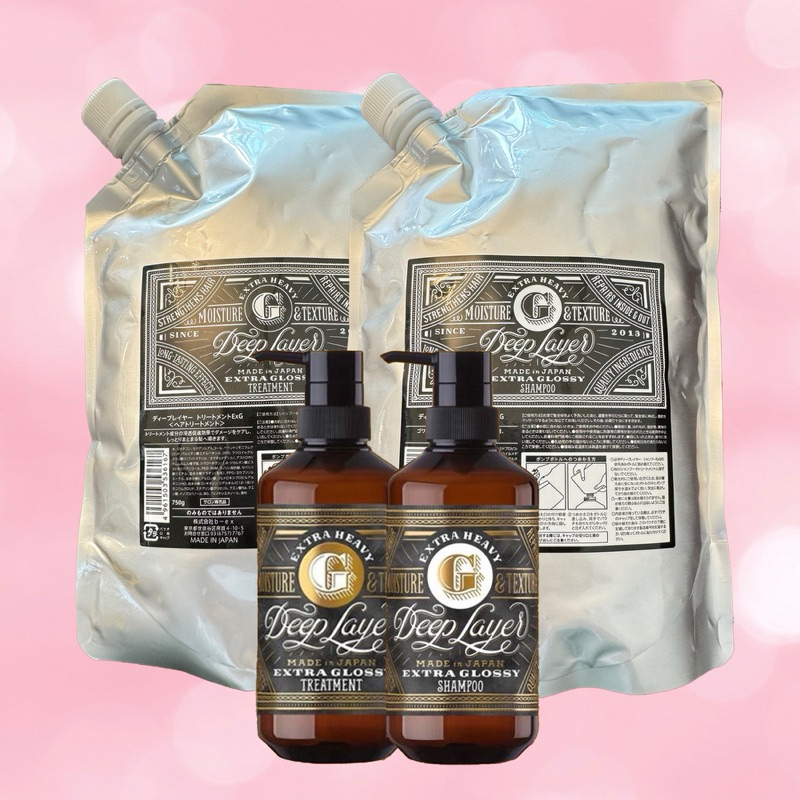 DEEP LAYER EXTRA HEAVY G 470 500 750 ML.แชมพู และ ทรีทเม้น สำหรับผมเส้นใหญ่ แห้งเสียจัดทรงยาก ช่วยฟื้นฟูผมทำเคมี