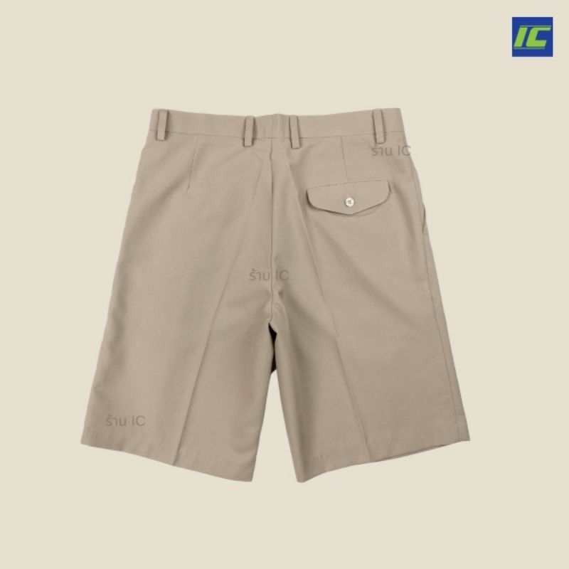 (ขายยกชุด) ชุดลูกเสือครูชาย สีกากีอ่อน No.17 กางเกงลูกเสือชายขาสั้น ไม่รวมอุปกรณ์