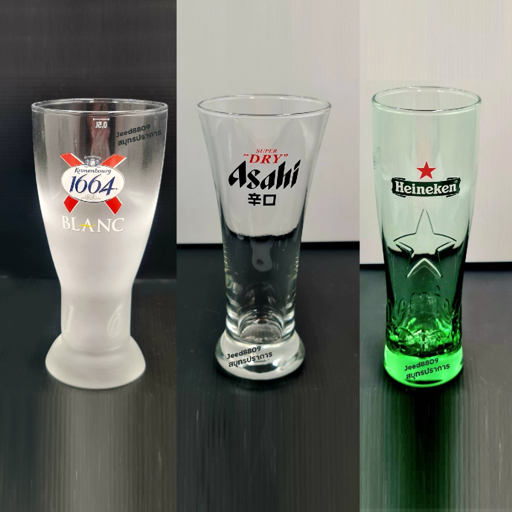 แก้วใส่เครื่องดื่ม-แก้วเบียร์ Kronenbourg 1664/Heineken/Asahi/Johnnie Walker