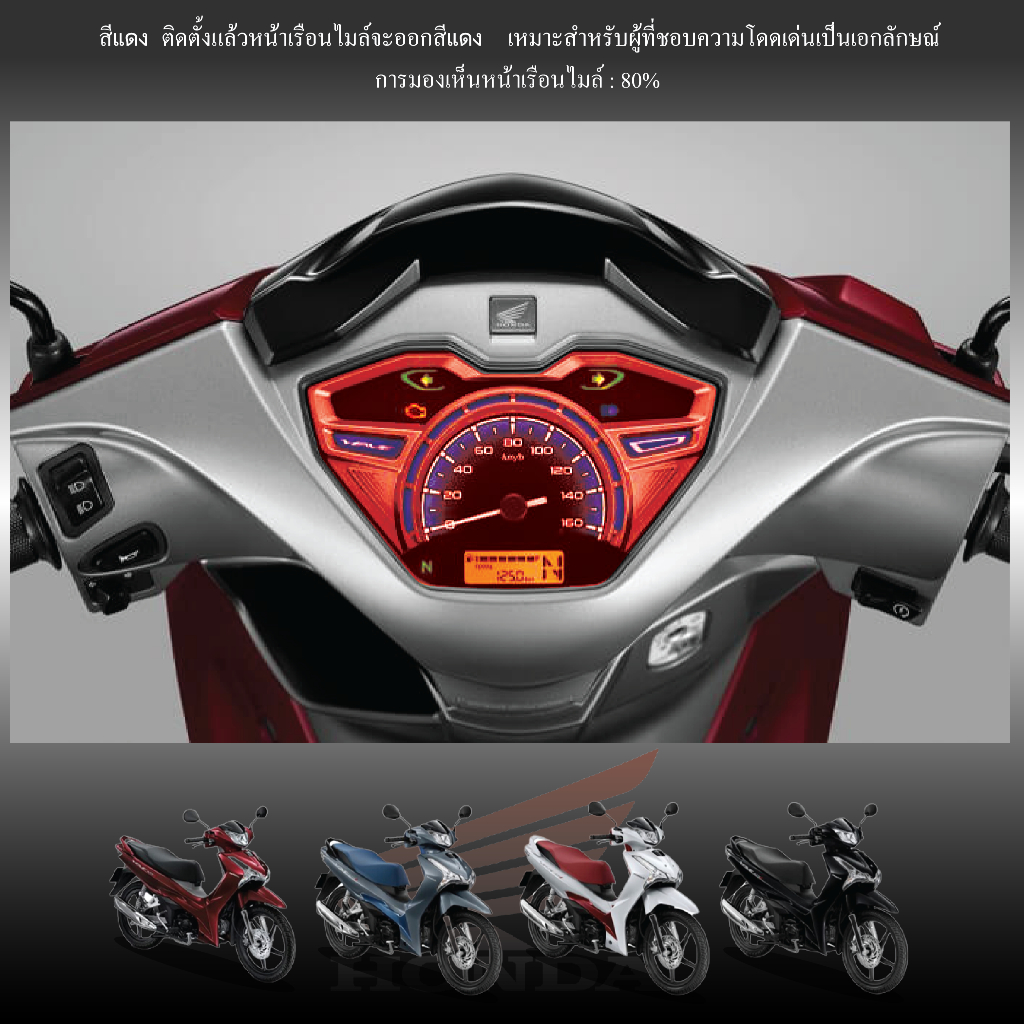 ฟิล์มกันรอยหน้าเรือนไมล์ WAVE 125i ปี 2023 - 2025  แถมฟรีสติ๊กเกอร์เบ้ากุญแจสุดเท่ !! - รูปที่ 5