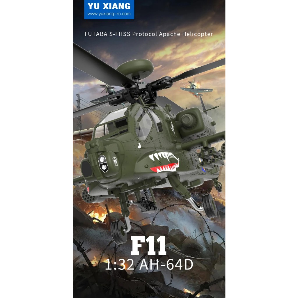 ฮออาปาเช่ YuXiang F11 Apache AH-64 Scaled 1:32 RC Helicopter (RTF) ส่งจากไทย