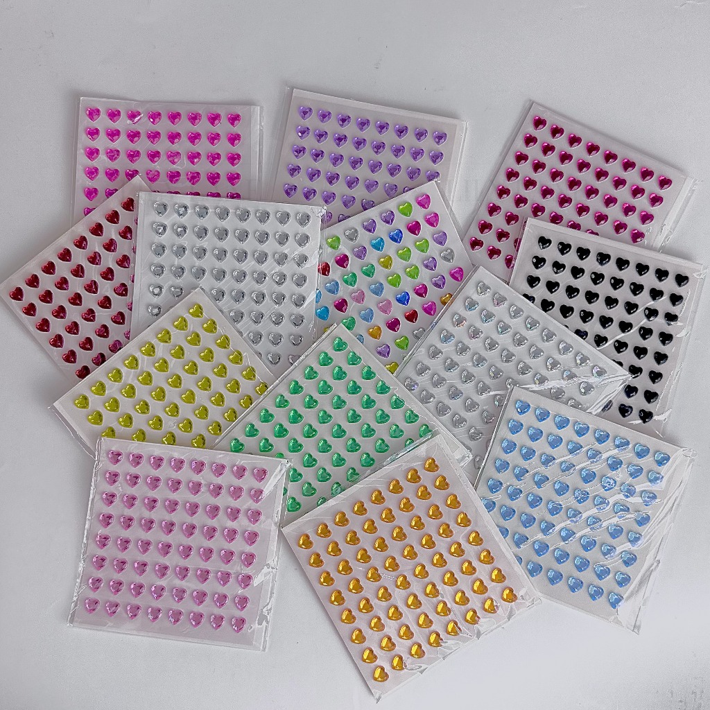 🇹🇭พร้อมส่ง | สติกเกอร์หัวใจนูน สติกเกอร์เพชร3D 64ดวง ขนาด 6มม. (3D heart stickers 6mm)