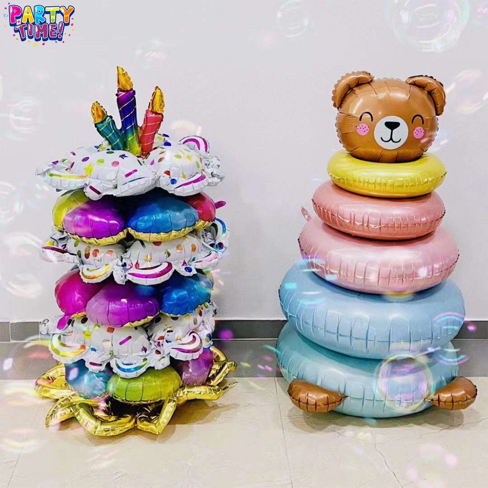 Big Party 3D ต้นคริสต์มาสขนาดใหญ่ต้นคริสต์มาสอลูมิเนียมฟิล์มบอลลูนหมีบอลลูนเจ็ดชั้นบอลลูนเค้กสำหรับตกแต่งบ้าน