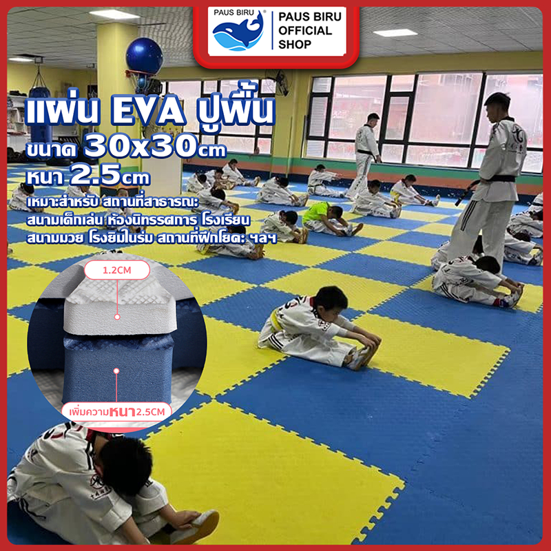 PAUS BIRU แผ่นปูพื้นขนาดพิเศษ 2 cm กันกระแทก/กั้นลื่น ไม่ฉีกขาดง่าย กันน้ำได้ ทำความสะอาดง่าย