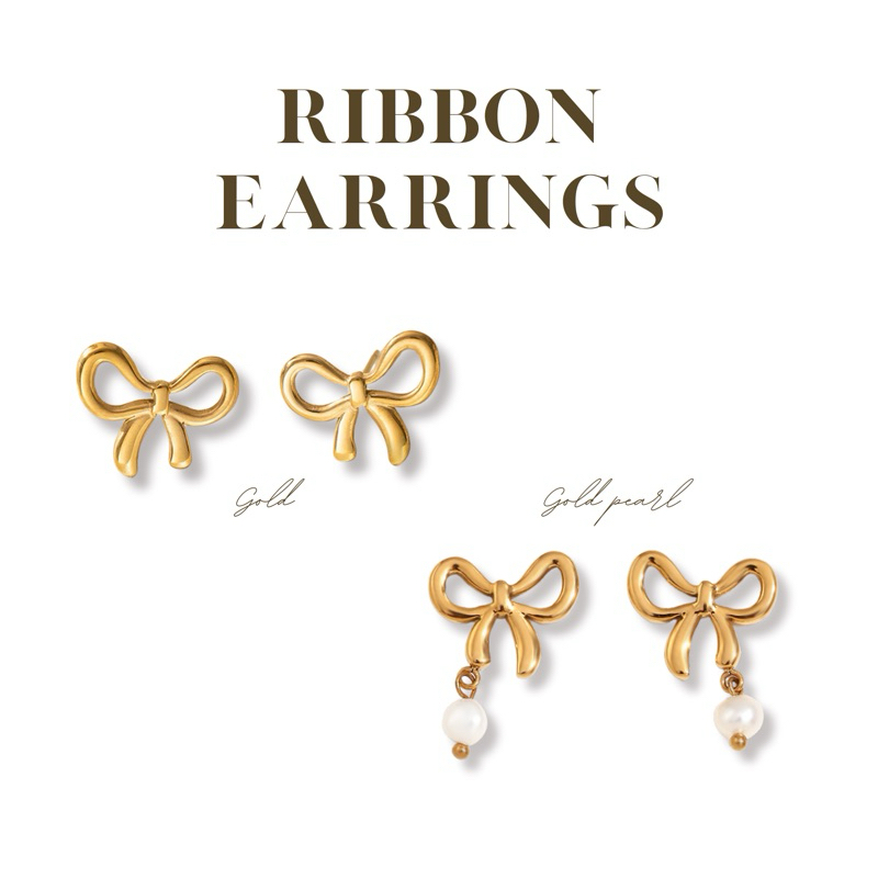 Ribbon Earrings ต่างหูโบว์/ต่างหูโบว์ไข่มุก | @trophies.co