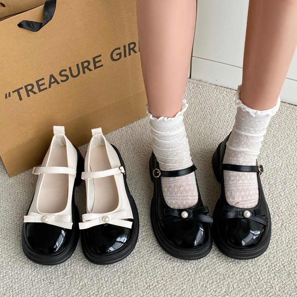 [จัดส่งในประเทศไทย] รองเท้าโลฟเฟอร์ หนังแมรี่เจน หัวกลม ประดับโบว์ เข้ากับทุกการแต่งกาย แฟชั่นฤดูร้อน สไตล์ฝรั่งเศสเรโทร