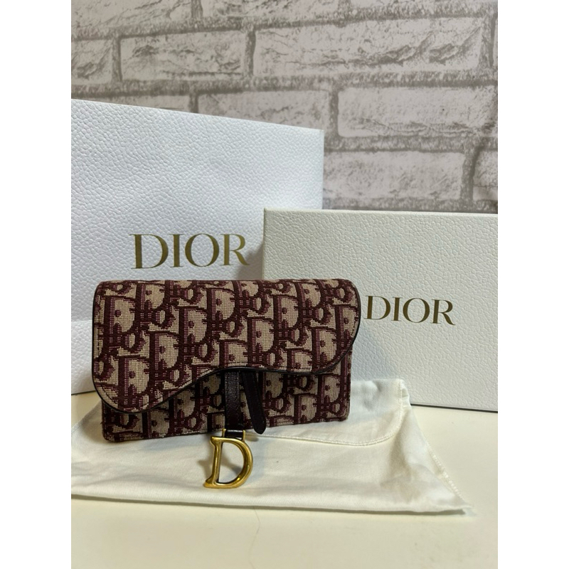 แท้💯% Saddle Belt Pouch Red Dior Oblique Jacquard มือสอง