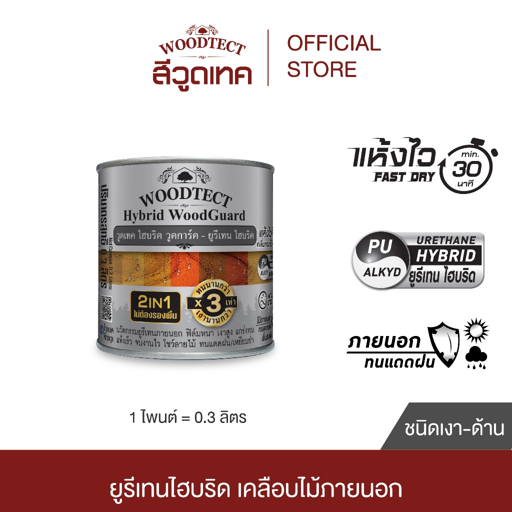 วูดเทค ไฮบริด-วูดการ์ด ยูรีเทนไฮบริด สีย้อมไม้ สีทาไม้ สำหรับพื้น และผนัง WOODTECT Hybrid-WoodGuard Hybrid-Urethane