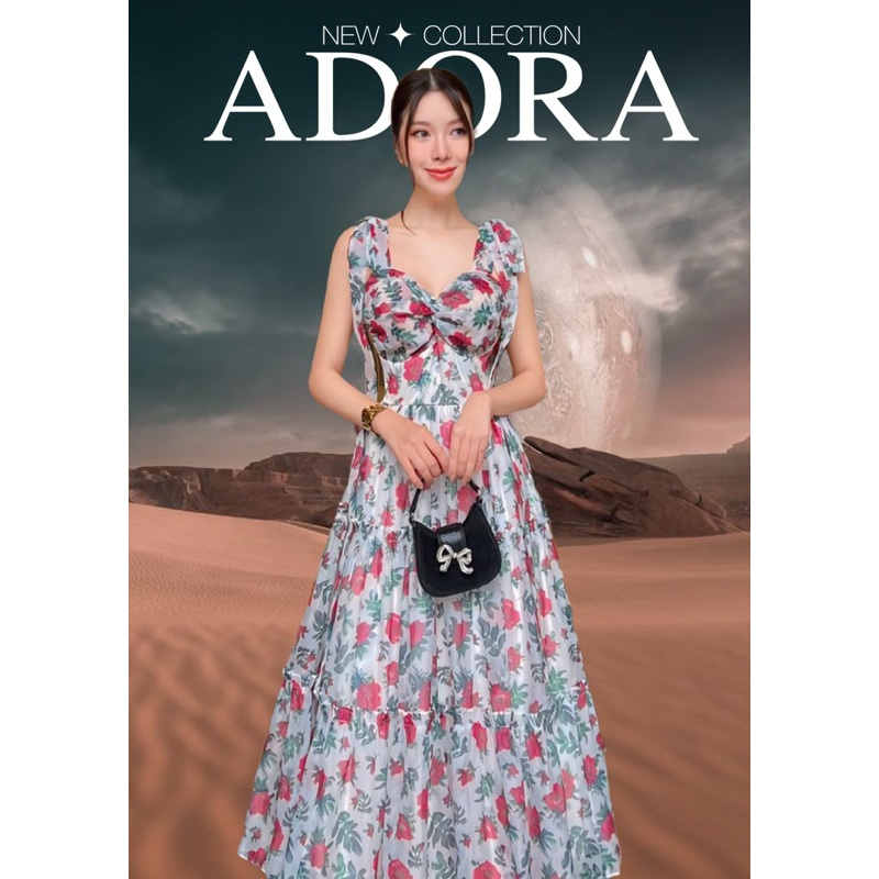 ชุดเดรสใส่ได้หลายโอกาส ชุดเดรสยาว งานป้าย Adora