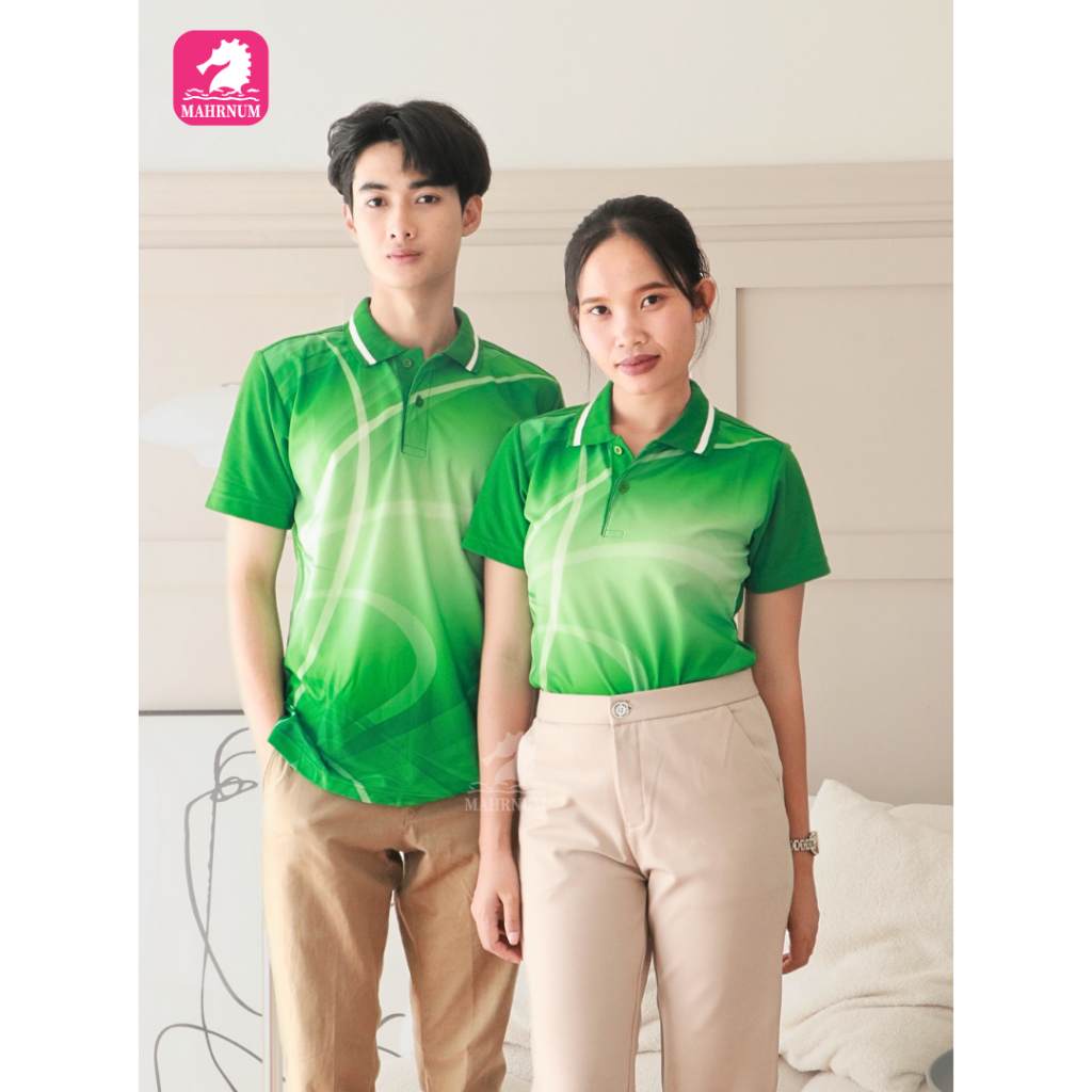 เสื้อโปโลพิมพ์ลาย(03เขียว) (ตัวเปล่า) *เสื้อพิมพ์ลายเฉพาะด้านหน้า ด้านหลังไม่มี*