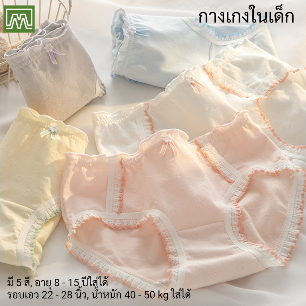 #5016 (H16) กางเกงในเด็ก นักเรียน: (ใส่ได้ 8 - 15 ขวบ, น้ำหนัก 40 - 50 kg) คุณภาพดี, ผ้าคอตตอน 100% (5 สี)